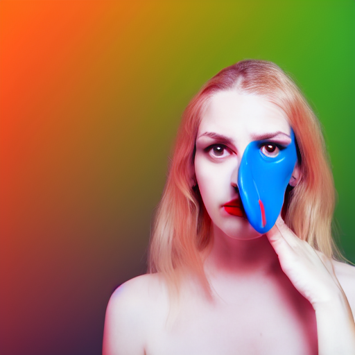 woman with a beak starring at key