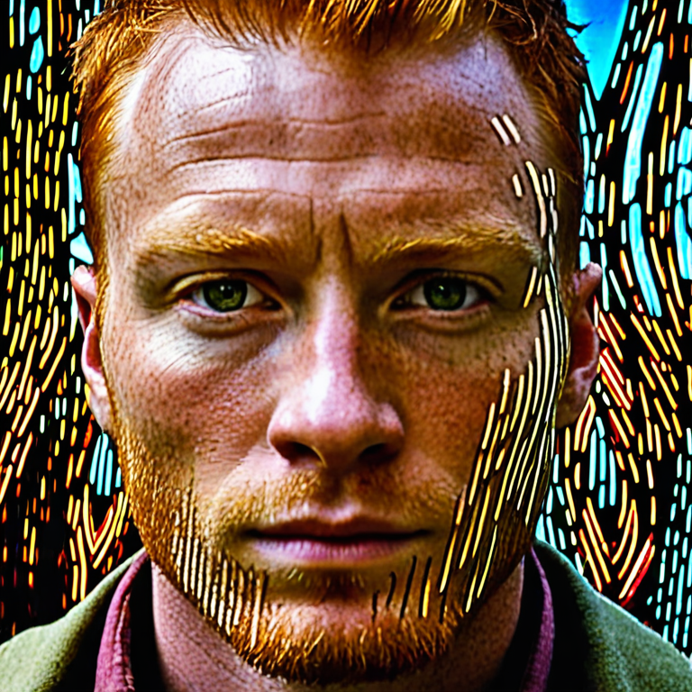 front shot, actor photo of a Ginger hair  looks at viewer, cinematic shot