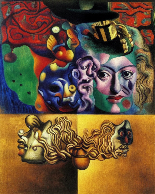 by Frida Kahlo by Rene Magritte surrealist by Salvador Dali by Picasso by Rembrandt by Vincent van Gogh by Gustav Klimt 