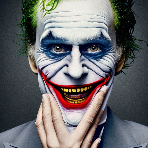 Openjourney prompt: The Joker laughing hysterically:: - PromptHero