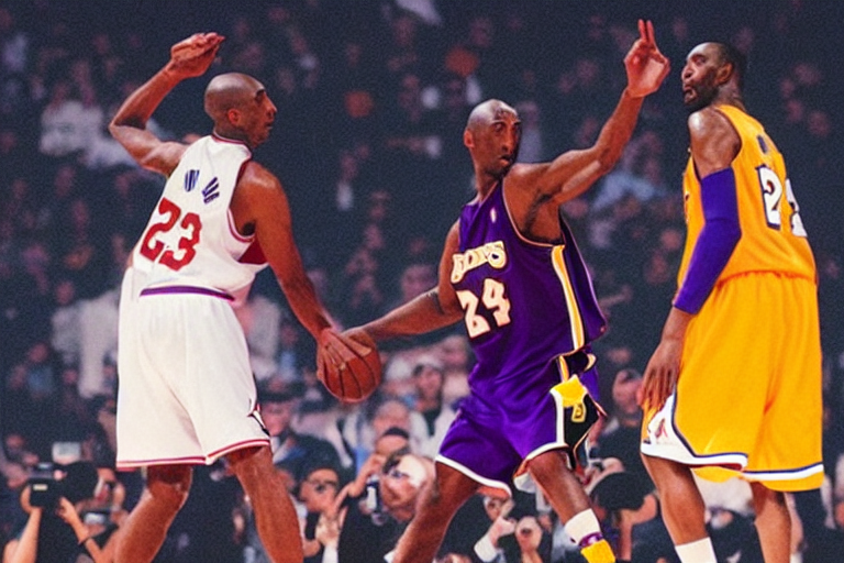 Stable Diffusion prompt: Kobe Bryant vs Jordan in kobe - PromptHero