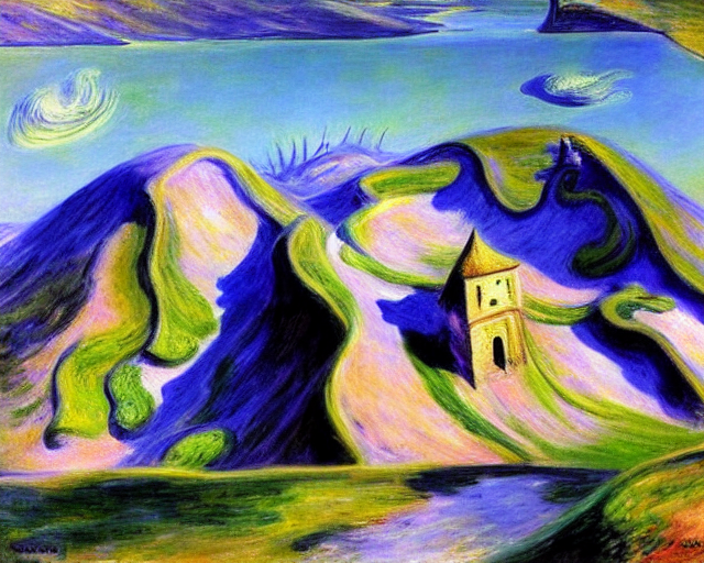 Hills by monet and Dali