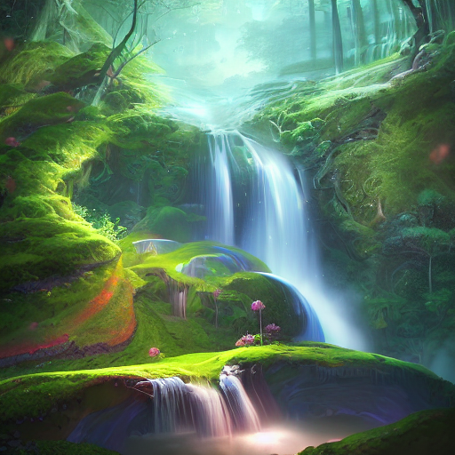 Arcane Diffusion prompt: Rainbow Waterfalls flowing up to - PromptHero