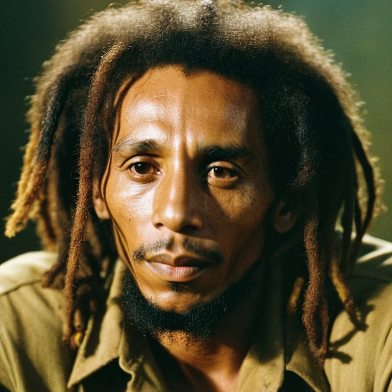 front shot, actor photo of a Bob Marley  looks at viewer, cinematic shot
