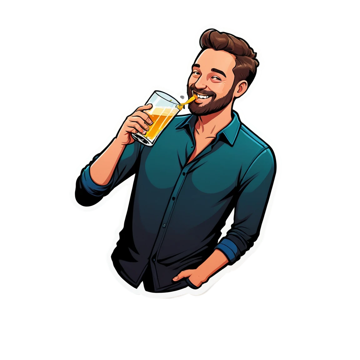 Create a sticker of a man drinking Alcohol and enjoying whatsapp stickers