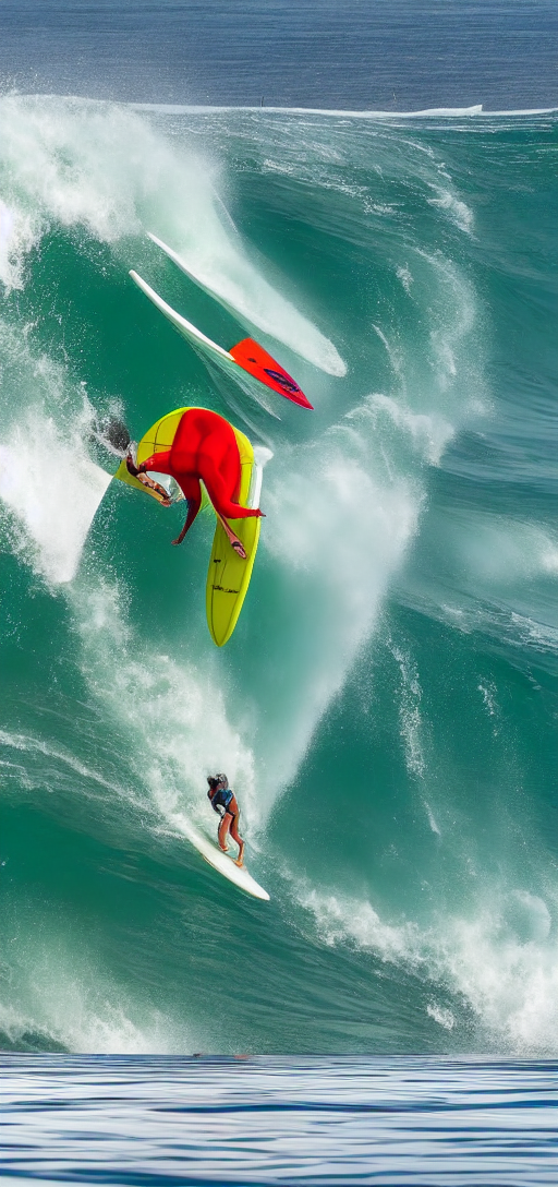 Crazy dude surfing in cartoon