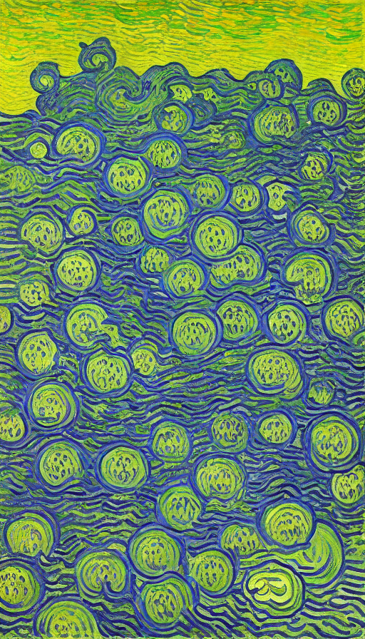 by Vincent van Gogh by Rene Magritte surrealist by Claude Monet by Rembrandt by Yayoi Kusama by Andy Warhol by Edvard Mu