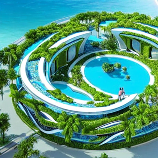 Stable Diffusion prompt: dolphin shaped building nearby - PromptHero