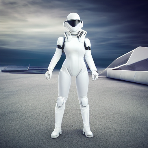 Stable Diffusion Prompt: Armed Female Figure In A White - PromptHero