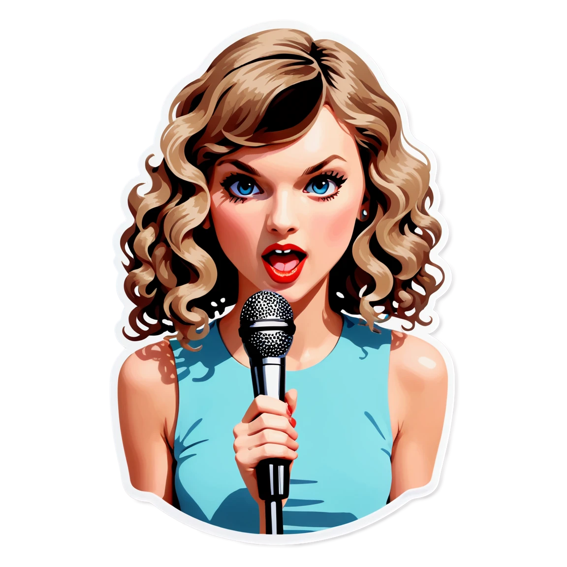 singing, with fans, curly hair taylor-swift stickers