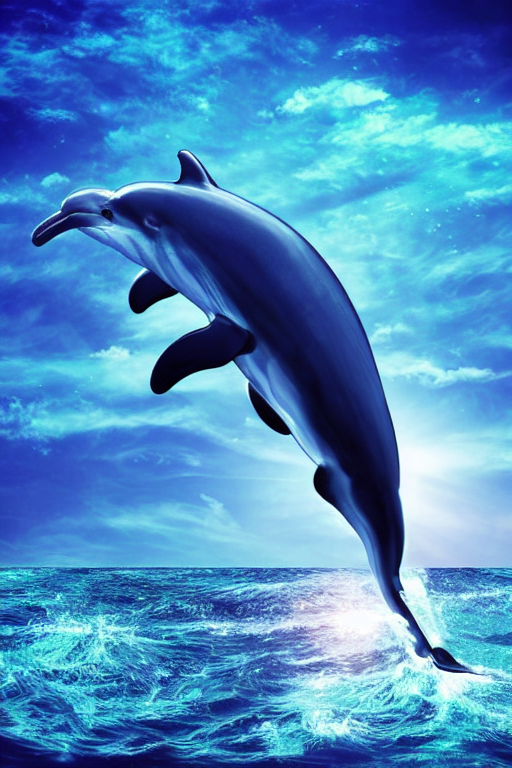 Stable Diffusion prompt: realistic jumping shiny dolphin - PromptHero