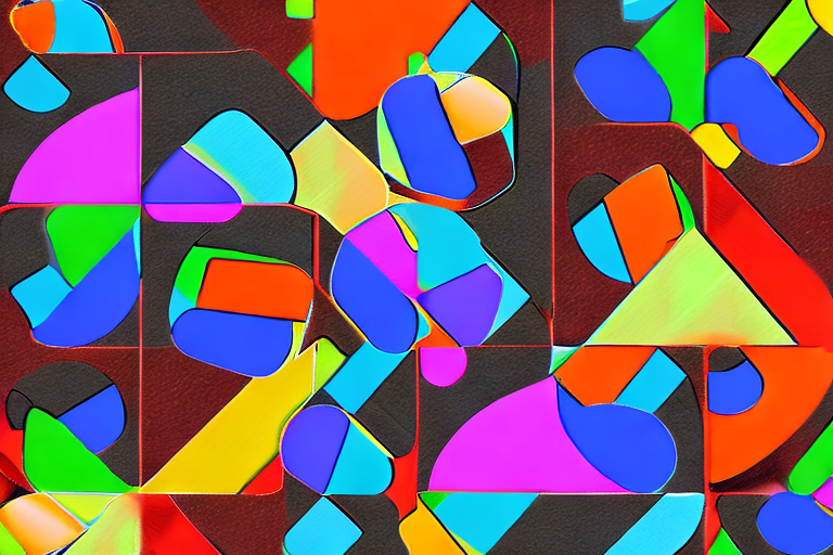 AI generated art representing "Colourful geometric shapes, representing a car engine"