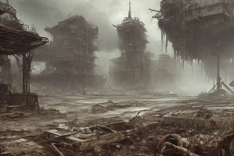 Openjourney prompt: landscape, post-apocalyptic world, - PromptHero