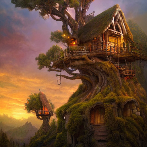 Stable Diffusion prompt: valley, fairytale treehouse - PromptHero