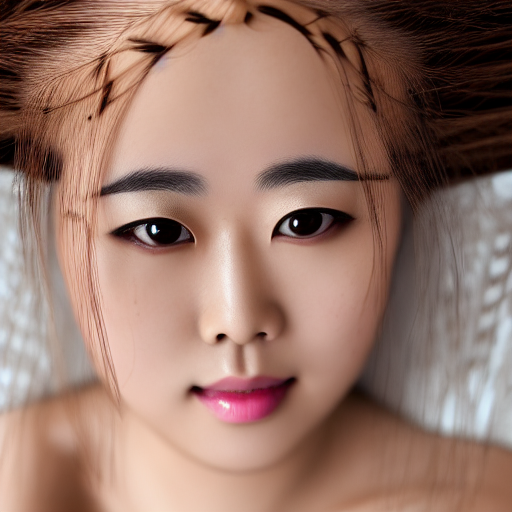 Asian woman, light freckles, pale tan skin, brown eyes, unkept eyebrows, realistic, HD color photograph
