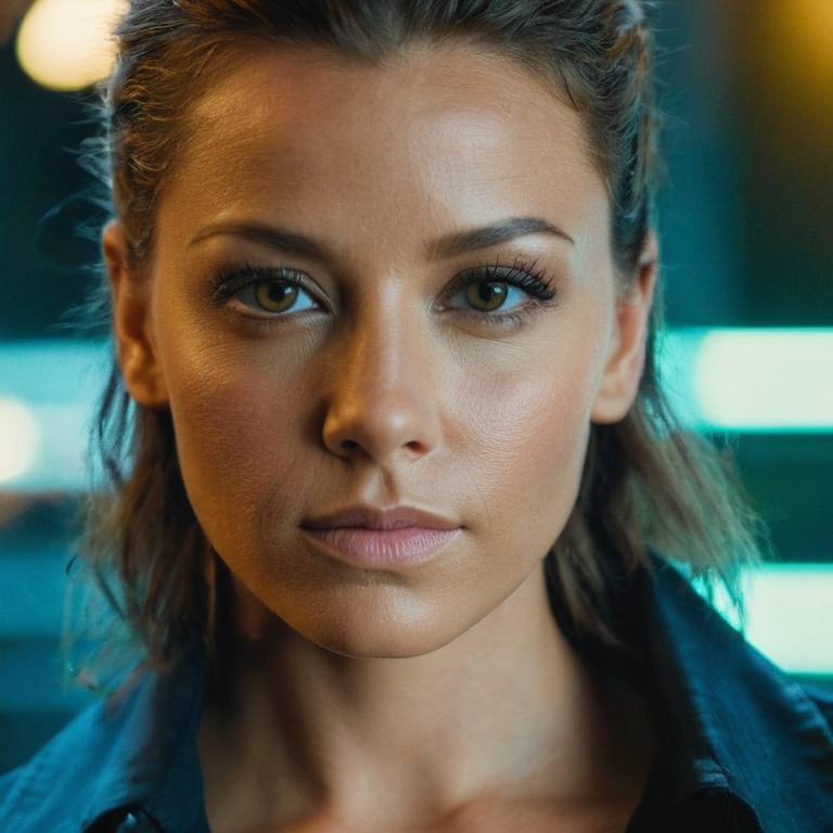 front shot, actor photo of a Attractive woman  looks at viewer, cinematic shot