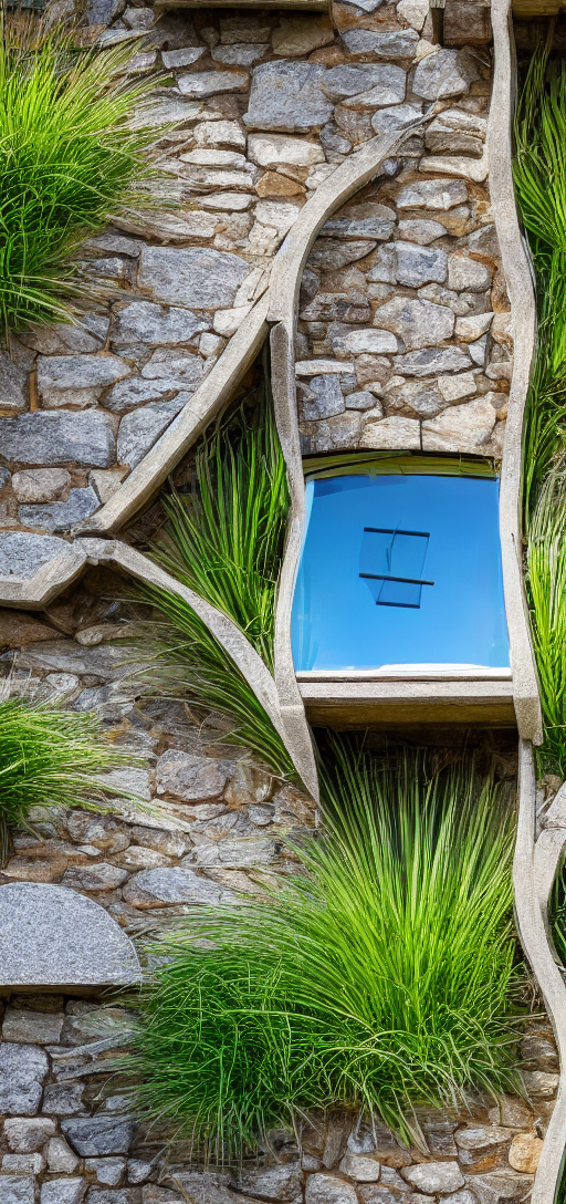 House window blue sky grass 