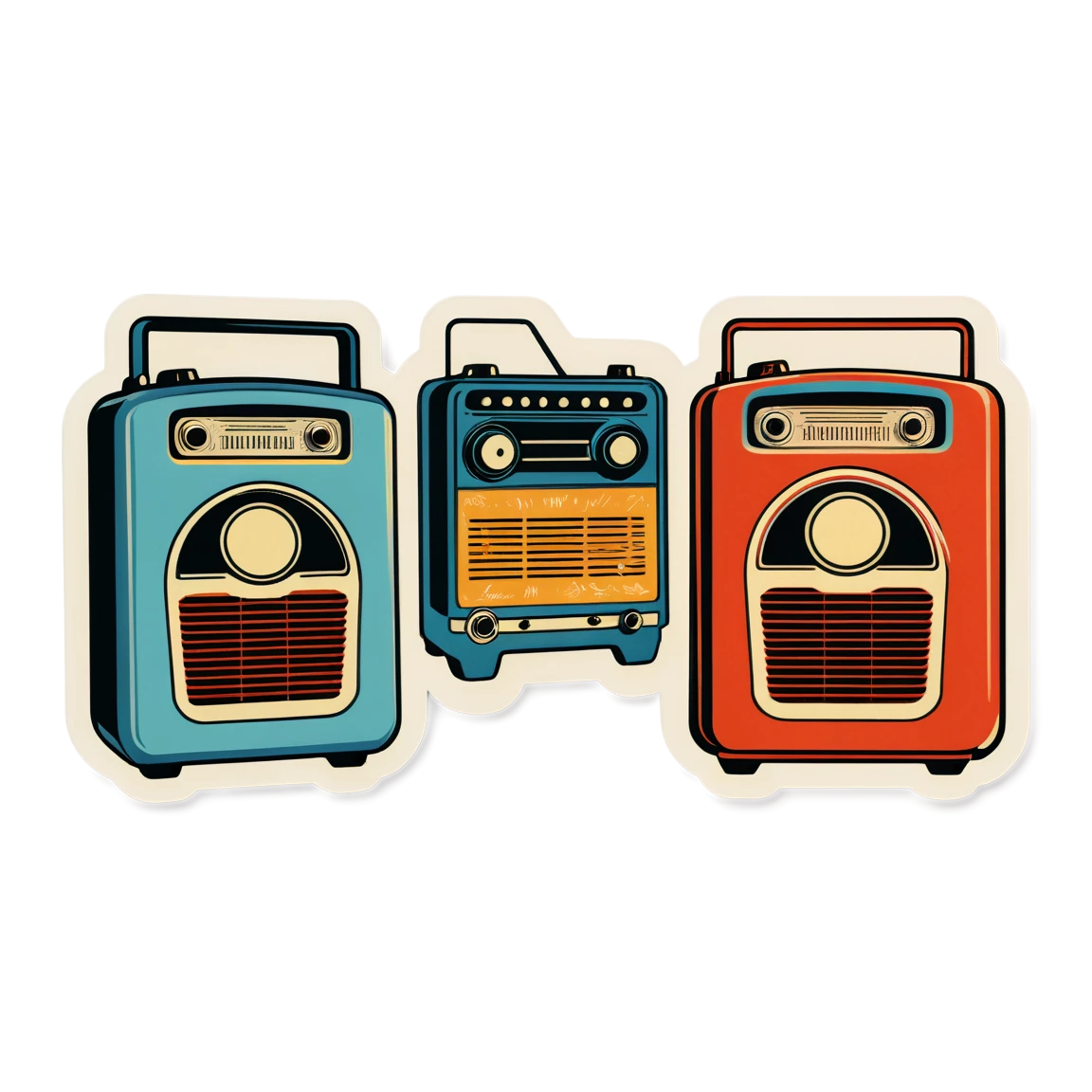 with old radios vintage stickers