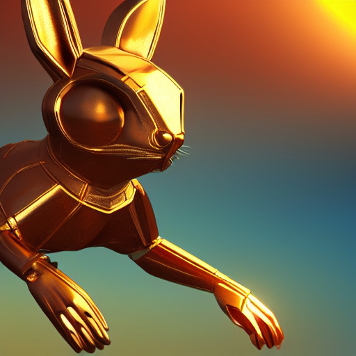 Stable Diffusion prompt: cyborg rabbit wearing gold - PromptHero