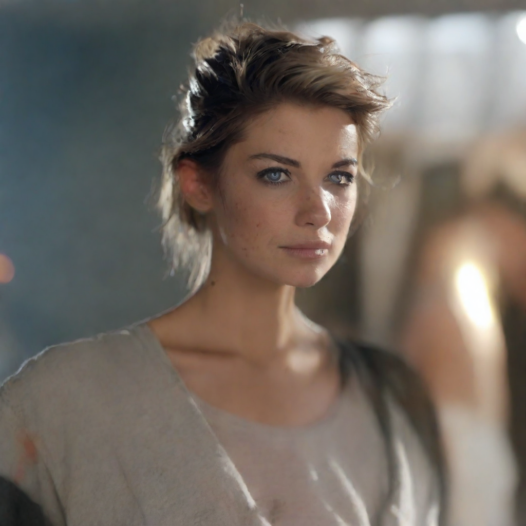 front shot, photo of   looks at viewer, cinematic shot