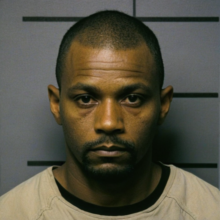 front shot, mugshot photo of a man with no beard  looks at viewer, cinematic shot