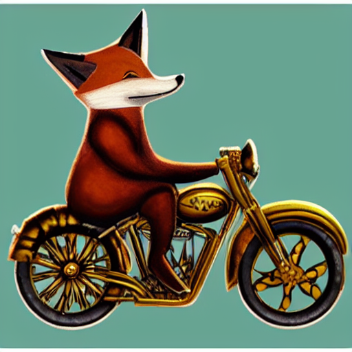 Stable Diffusion prompt A fox rides on his antique brass PromptHero