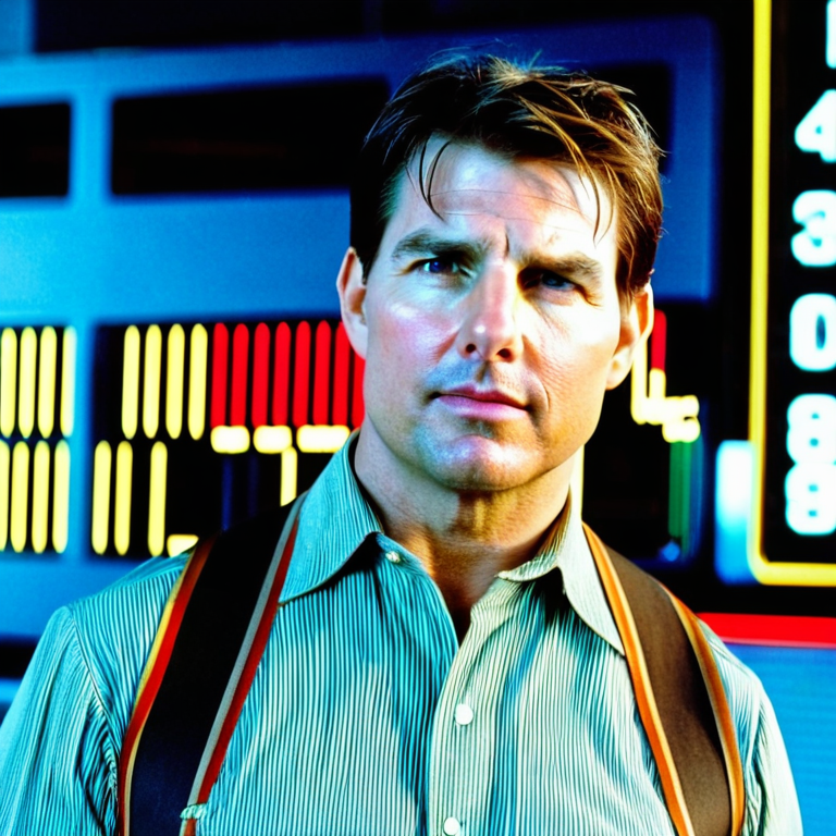 front shot, actor photo of a fat Tom cruise  looks at viewer, cinematic shot