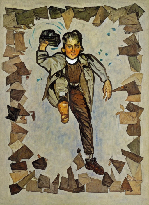 Man with brick by prendergast by Norman Rockwell