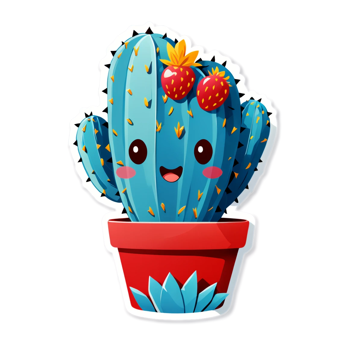 blue cactus, red fruit ai stickers