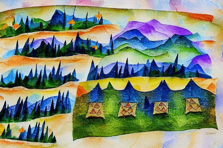 A village a mountain range