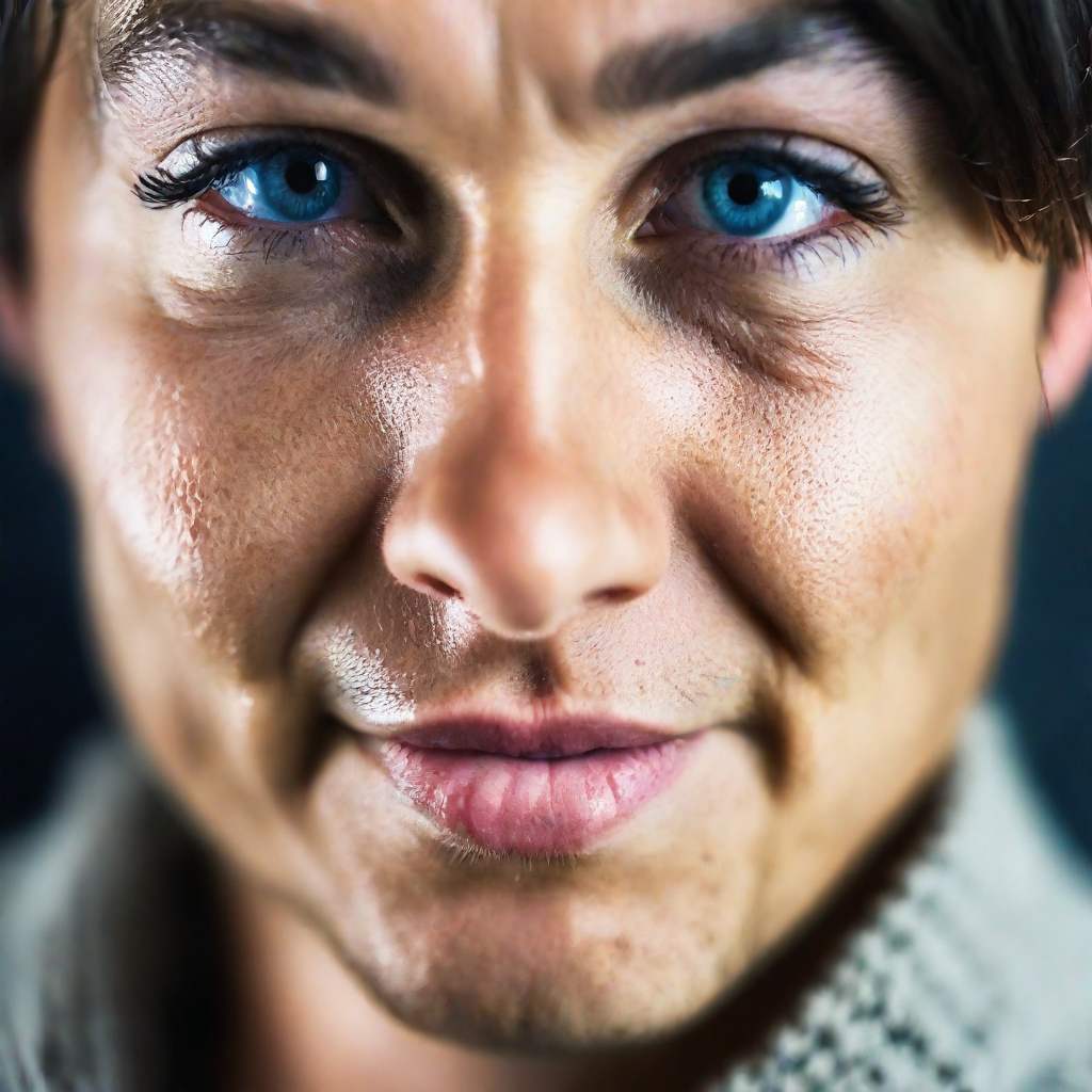 front shot, photo of blue eyes  looks at viewer, cinematic shot