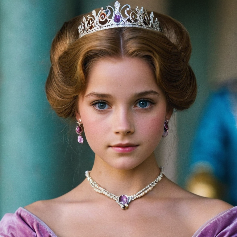 front shot, actor photo of a Princess  looks at viewer, cinematic shot