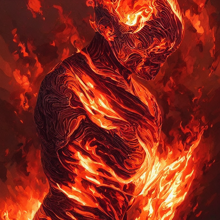 Stable Diffusion Prompt: A Man Made Of Fire, Intricate - Prompthero