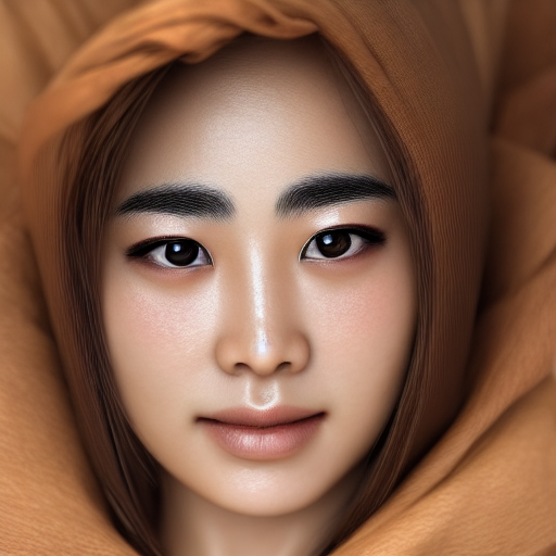 Asian woman, light freckles, pale tan skin, brown eyes, unkept eyebrows, realistic, HD color photograph