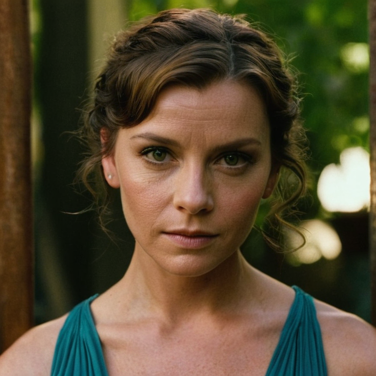 front shot, actor photo of a woman  looks at viewer, cinematic shot