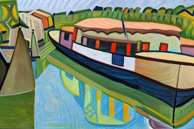 An AI generated image representing "A canal boat in the South of France"