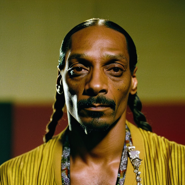 front shot, actor photo of a Snoop dog  looks at viewer, cinematic shot
