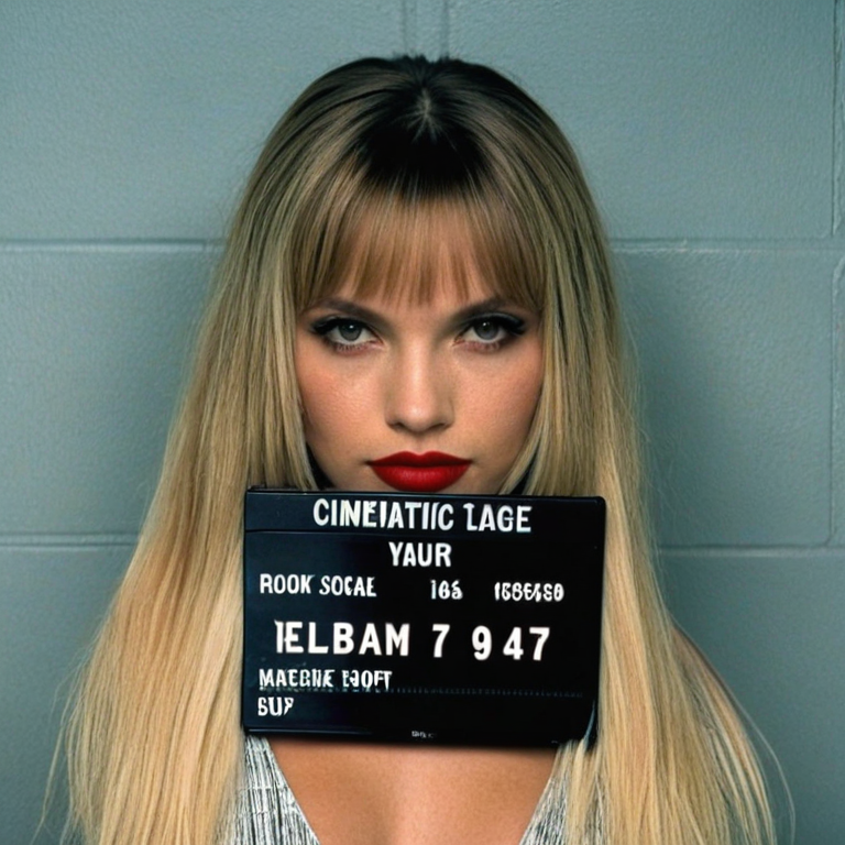 front shot, mugshot photo of a red lips  looks at viewer, cinematic shot