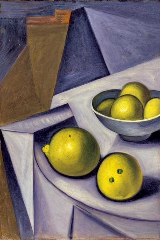An AI generated image representing "lemons and limes, in a bowl, on a dining table."