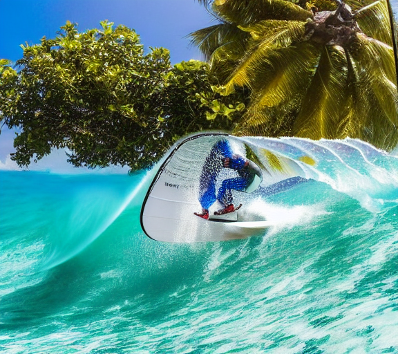 Mario surfing in Maldives 