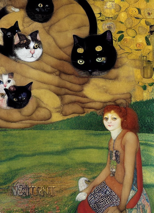 Cats and flowers 
by da Vinci by Gustav Klimt by Gustav Klimt by da Vinci by Frida Kahlo