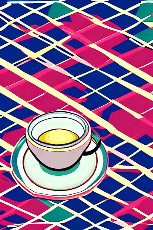 AI generated art representing "cup of tea, cupcake, pastel colours, beautiful, symmetry."