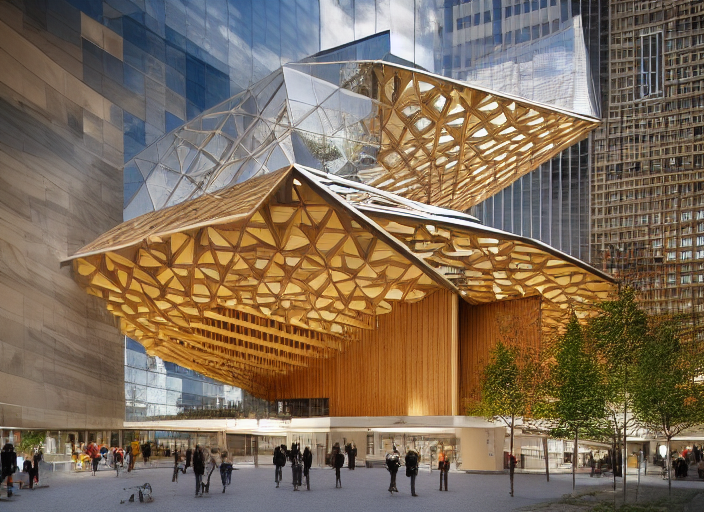 Seattle Public Library, half timber wood revitalization