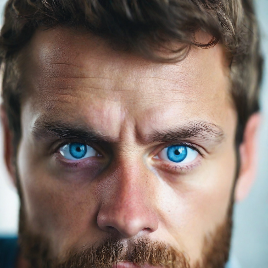front shot, photo of a man with blue eyes looks at viewer, cinematic shot, realistic, HD color photograph