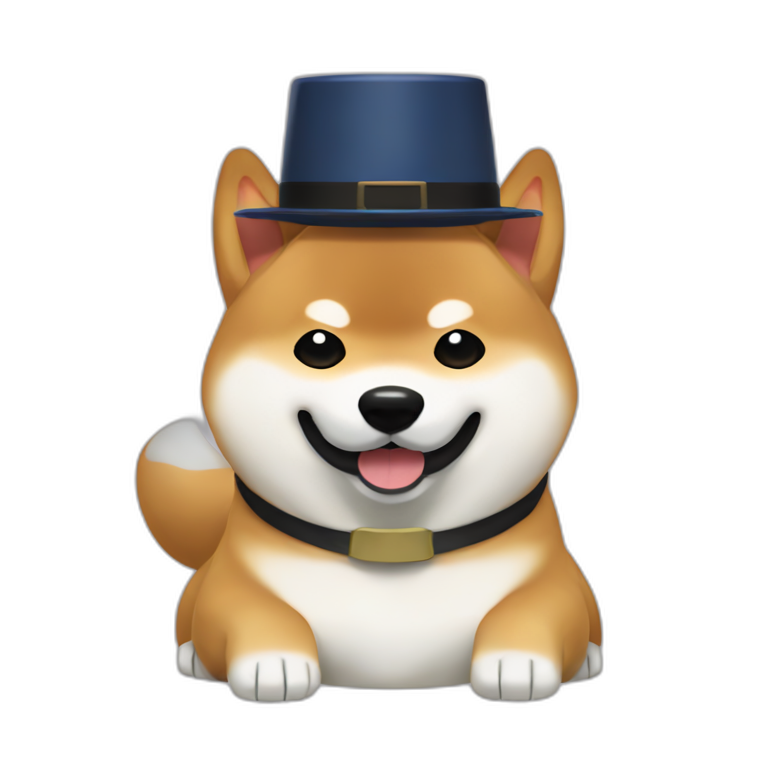 A TOK emoji of a shiba inu with hat
