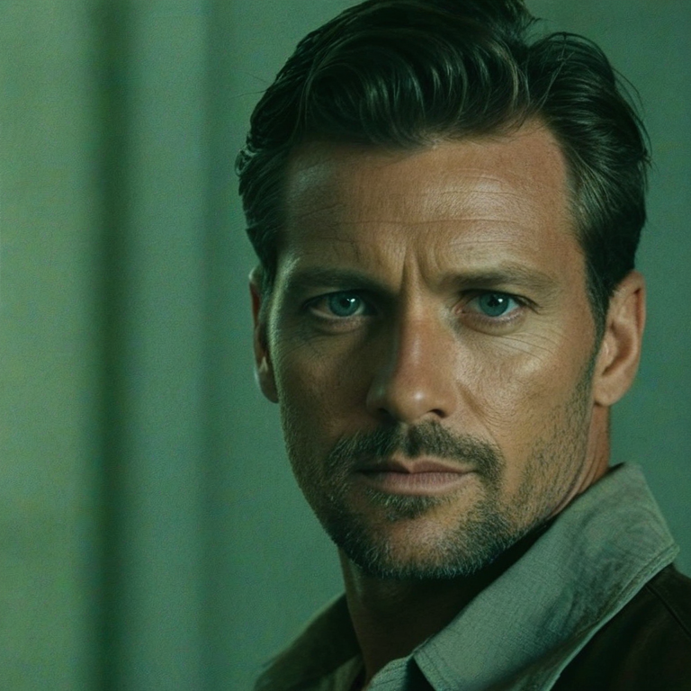 front shot, photo of a man  looks at viewer, cinematic shot