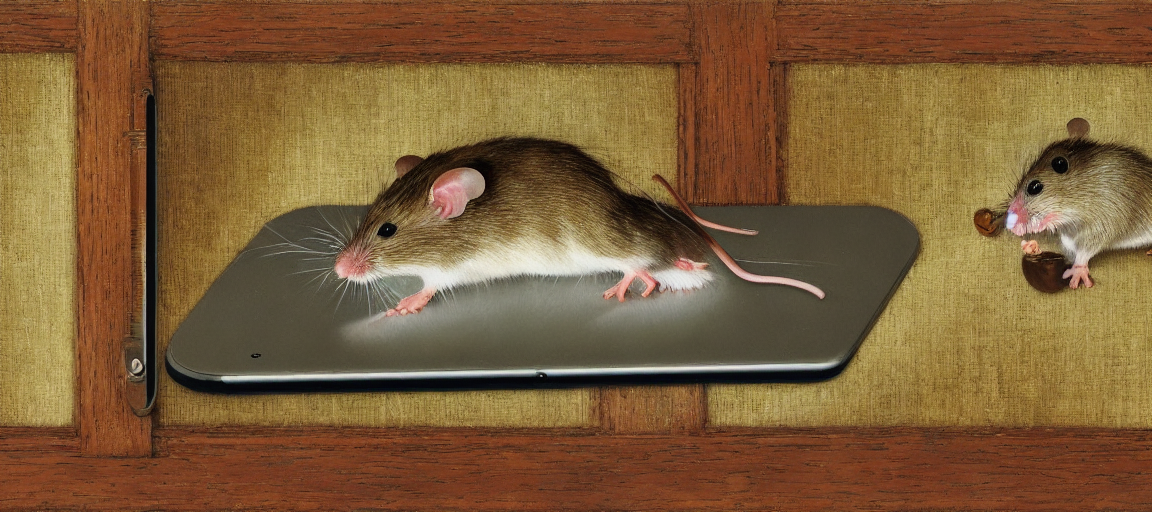Mouse on an iPad, 4K photo  by Norman Rockwell