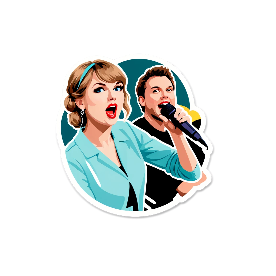 singing, with fans taylor-swift stickers