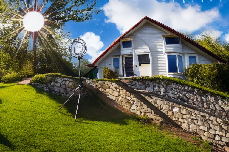 A person standing in front of a house on a sunny day