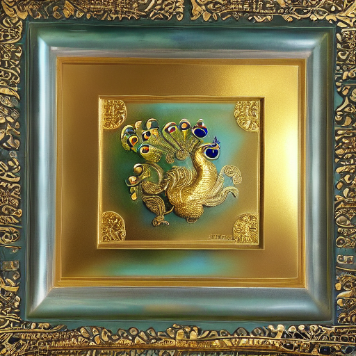 a sacred peacock encrusted in gold